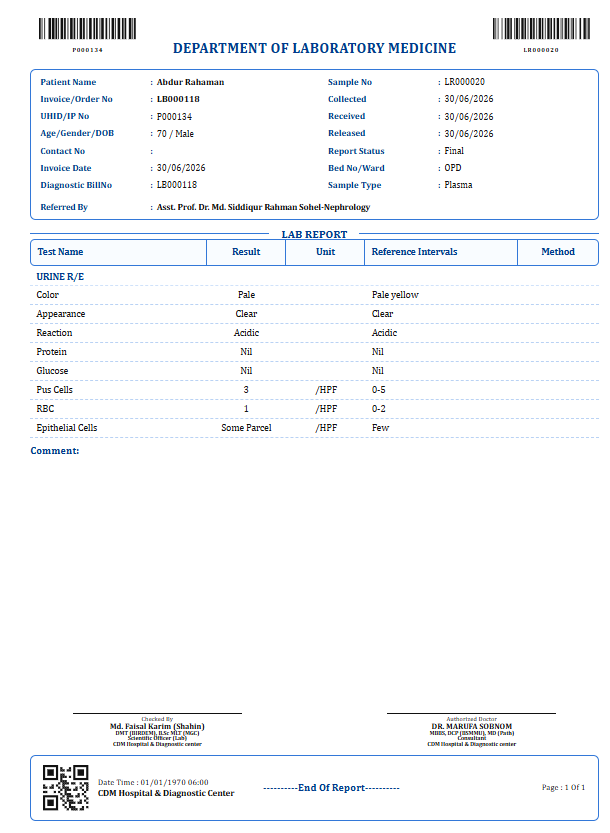 Diagnostic Lab Report Preview