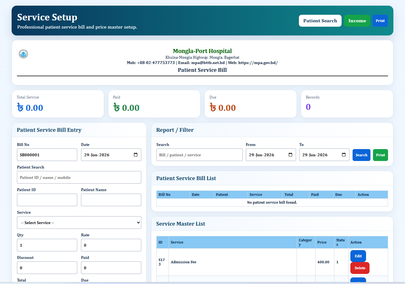 Service Setup - Diagnostic Software BD