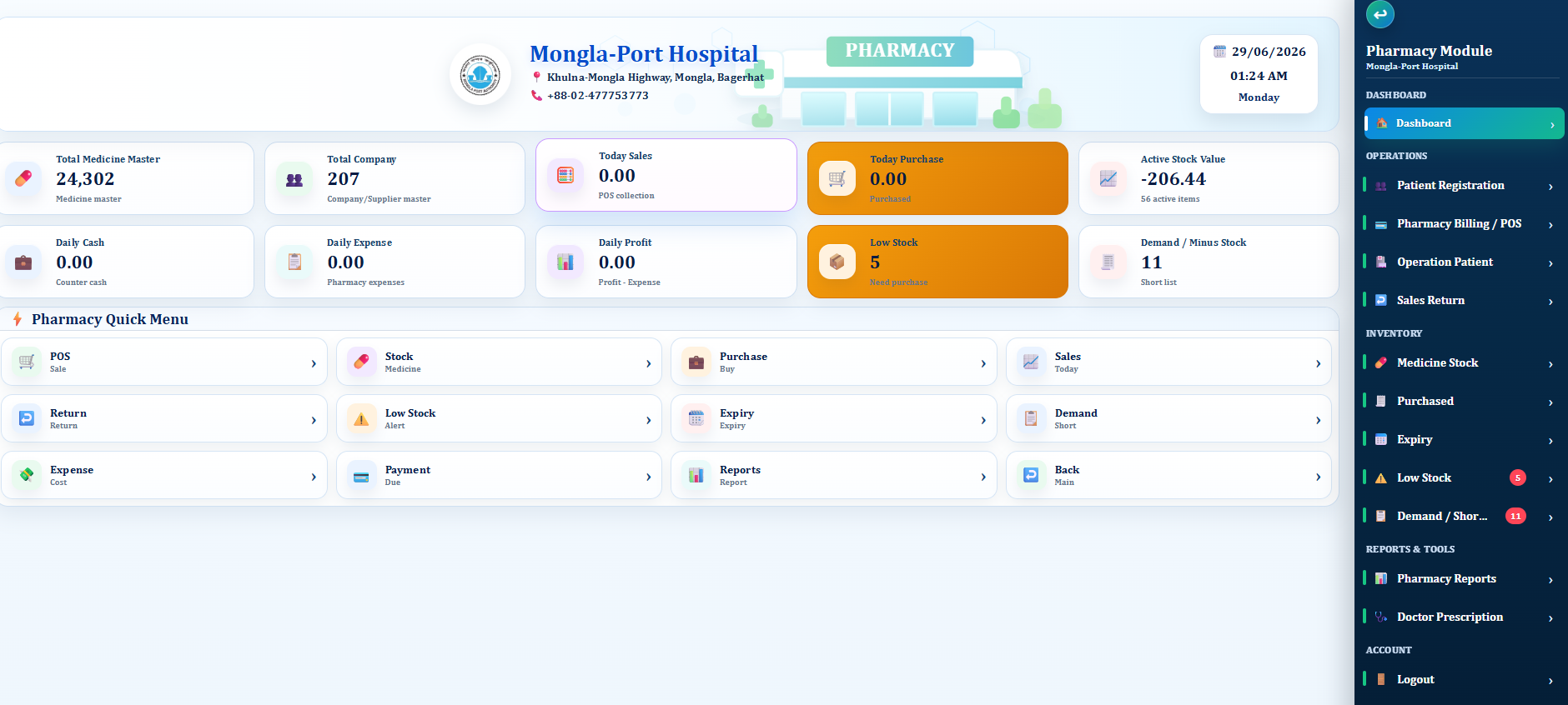 Pharmacy Dashboard - Diagnostic Software BD