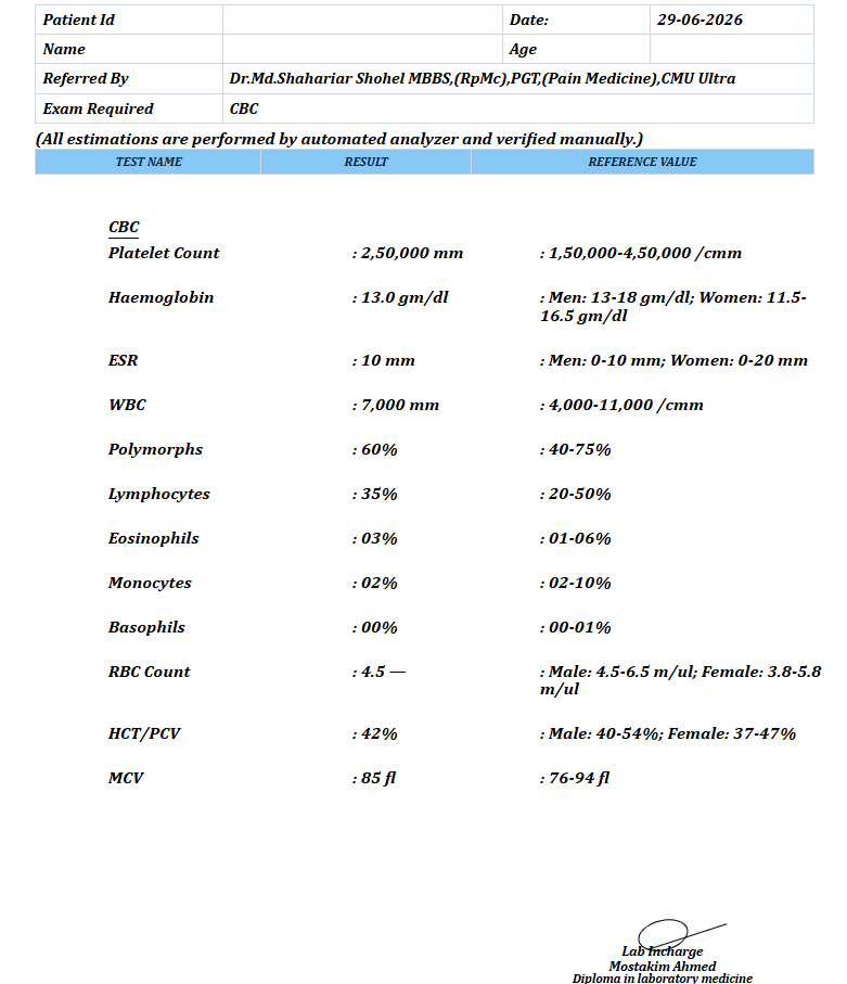 Lab Report Print - Diagnostic Software BD