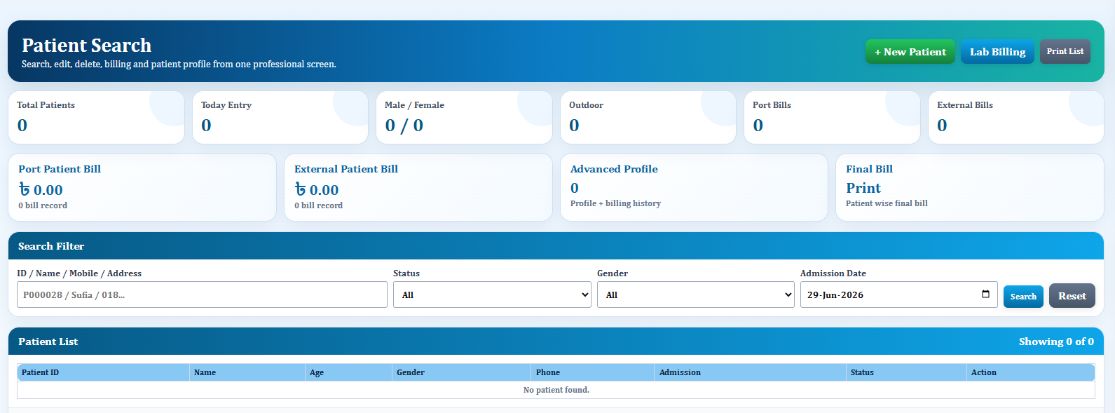 Patient Search - Diagnostic Software BD