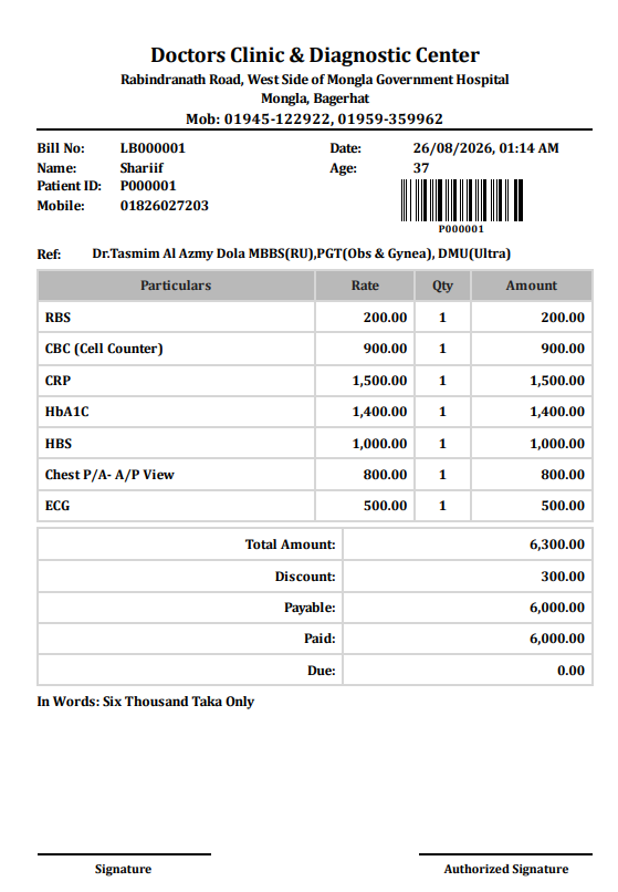 Diagnostic Lab Report Preview